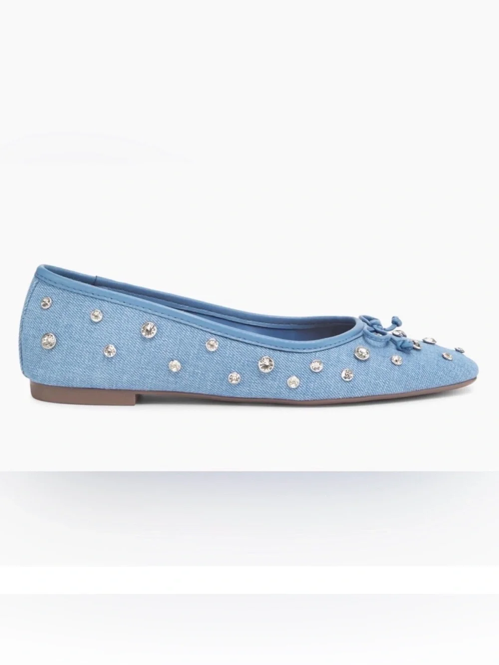 SCHUTZ Blue Denim Ballet Flats With Crystal Embellishment Size 9.5 NEW With Box